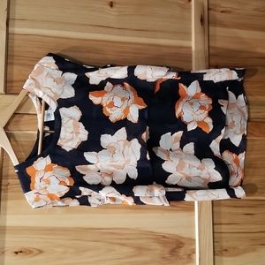 Cabi Orange Blossom Floral Navy Blouse -Size M